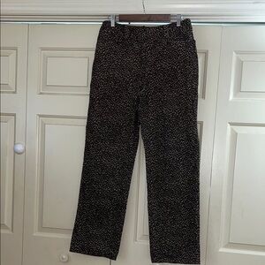 Talbots Animal Print Black/Brown Speckled Corduroy wide leg stretch jeans